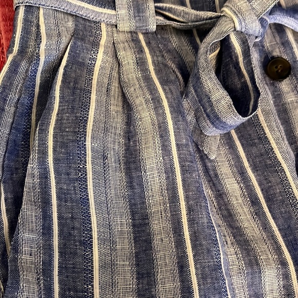 Linen blend blue striped skirt. - Picture 3 of 10